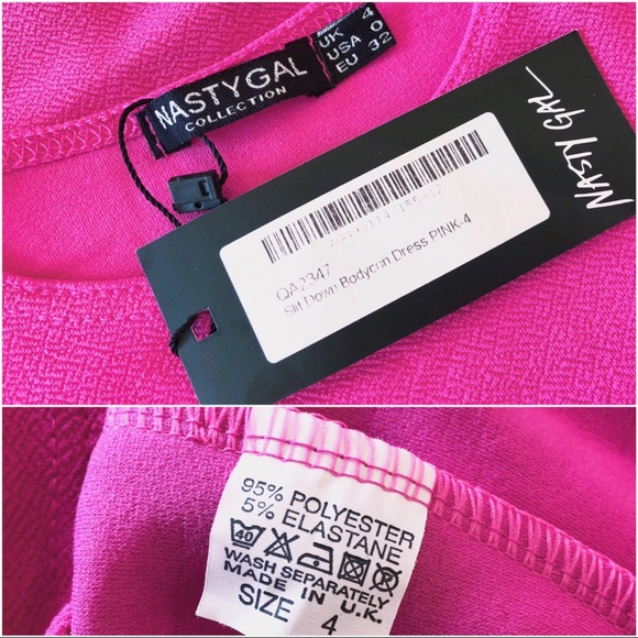 Nasty Gal Size 0 Pink Slit Down Bodycon Dress NWT - Picture 8 of 8